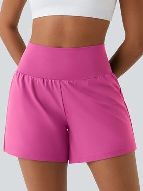 NWT Halara Softlyzero Airy  Fuchsia 2-in-1 Yoga Shorts Size M